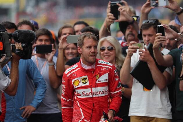 27.08.2017 - Race, 2nd place Sebastian Vettel (GER) Scuderia Ferrari SF70H Belgian Grand Prix, Spa-Francorchamps 24 - 27 August 2017 27.08.2017 - Race, 2nd place Sebastian Vettel (GER) Scuderia Ferrari SF70H 