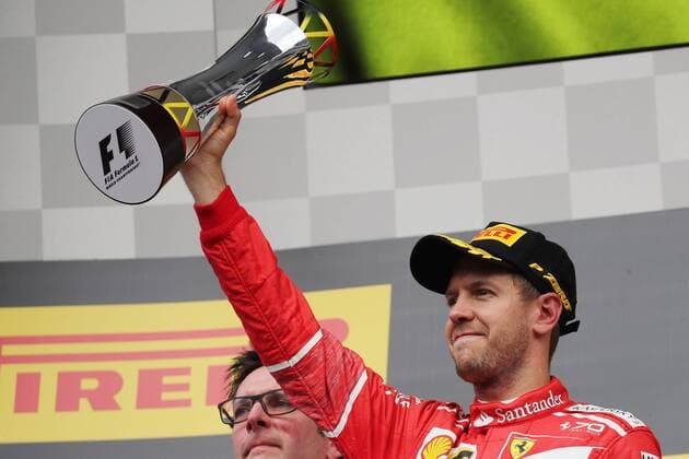 27.08.2017 - Race, 2nd place Sebastian Vettel (GER) Scuderia Ferrari SF70H Belgian Grand Prix, Spa-Francorchamps 24 - 27 August 2017 27.08.2017 - Race, 2nd place Sebastian Vettel (GER) Scuderia Ferrari SF70H 