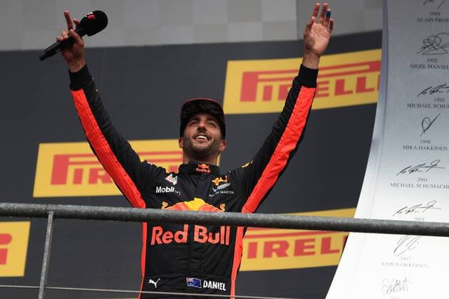 27th August 2017, Circuit de Spa-Francorchamps, Belgium; Belgium Grand Prix, Race Day. Daniel Ricciardo - Red Bull Racing RB13 3rd on podium xOctanex  ActionPlus11922531