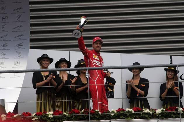 27.08.2017 - Race, 2nd place Sebastian Vettel (GER) Scuderia Ferrari SF70H Belgian Grand Prix, Spa-Francorchamps 24 - 27 August 2017 27.08.2017 - Race, 2nd place Sebastian Vettel (GER) Scuderia Ferrari SF70H 