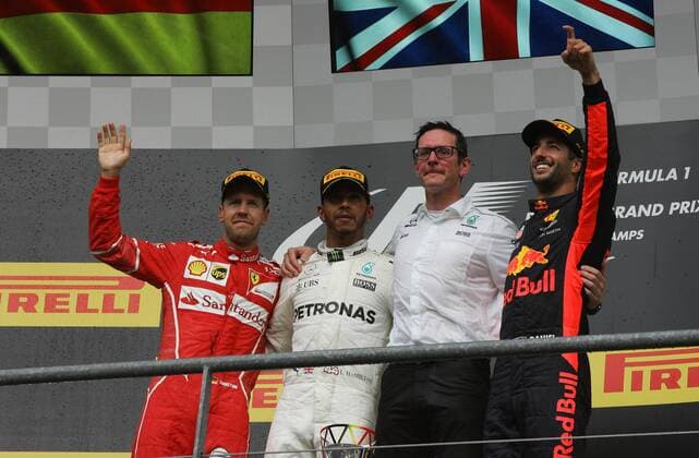 Sebastian Vettel, Scuderia Ferrari, Lewis Hamilton; Mercedes Grand Prix, Daniel Ricciardo, Red Bull Racing, formula 1 GP, Belgien in Spa, 27.08.2017 Photo:mspb Stiefel Sebastian Vettel, Lewis Hamilton; Daniel Ricciardo, formula 1 Belgien