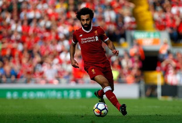 Liverpool s Mohamed Salah in action during the premier league match at Anfield Stadium, Liverpool. Picture date 27th August 2017. Picture credit should read: Paul Thomas Sportimage EDITORIAL USE ONLY. No use with unauthorised audio, video, data, fixture lists, club league logos or live services. Online in-match use limited to 120 images, no video emulation. No use in betting, games or single club league player publications.