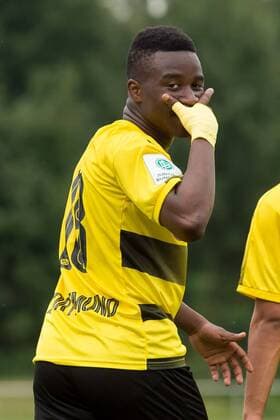 Dortmund, Germany 26.08.2017, B-Junioren Bundesliga West 17 18 4. Spieltag, Hombrucher SV - BV Borussia Dortmund, Youssoufa Moukoko (U-17 BVB) nach seinem treffer ( DeFodi001