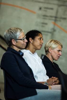 GER, Dortmund, Deutsches Fussballmuseum, Saisoneröffnung Allianz Frauen-Bundesliga, 28.08.2017, Deutsches Fussballmuseum , Dortmund, GER, Dortmund, Deutsches Fussballmuseum, Saisoneröffnung Allianz Frauen-Bundesliga, , im Bild picture shows Mitte: Steffi Jones (Bundestrainerin DFB Frauen), nordphotox xRauch nph00251