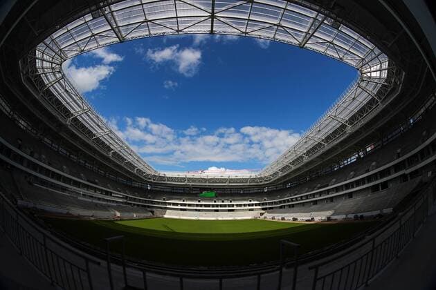 KALININGRAD, RUSSIA - AUGUST 28, 2017: The construction site of Kaliningrad Stadium, which is to host some football matches of the upcoming 2018 FIFA World Cup WM Weltmeisterschaft Fussball Sergei Fadeichev TASS  TS05D4E7
