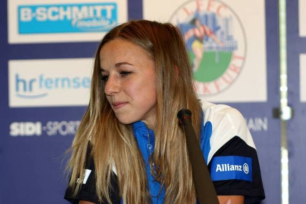 30.8.2017 Frankfurt am Main, Allianz Frauen-Bundesliga Saison 2017 2018 FFC Frankfurt Saisoneröffnungspressekonferenz Groenen, Jackie (14, FFC Frankfurt)