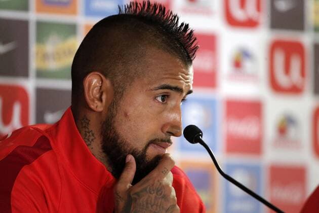 Los jugadores de la seleccion chilena de futbol Arturo Vidal ofrece una conferencia de prensa en Santiago, Chile. 29 08 2017 Javier Torres Photosport Chile s national soccer Players Arturo Vidal during a press conference PK Pressekonferenz in Santiago, Chile. 29 08 2017. Javier Torres Photosport Conferencia de Prensa Jugadores de la Seleccion Chilena 29 08 17. 