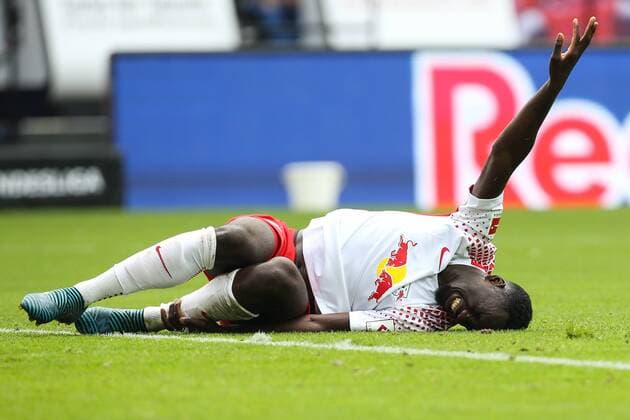 Jean Kevin Augustin (RB Leipzig) - 1. Fussball Bundesliga Saison 2017-2018 RasenBallsport Leipzig vs. SC Freiburg in der Red Bull Arena in Leipzig - Freisteller,Aktion,Deutschland, Fußball, Mann, Männer,27.08.2017
