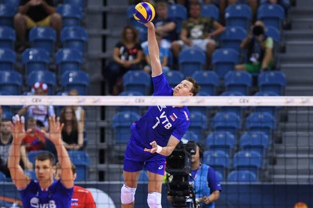 2017.08.31 Krakow Siatkowka , Mistrzostwa Europy mezczyzn 2017 , LOTTO Eurovolley Poland 2017 Rosja - Slowenia N z Dmitrii Volkov of Russia Foto Krzysztof Porebski PressFocus NEWSPIX.PL 2017.08.31 Krakow Volleyball , CEV Volleyball European Championship EM Europameisterschaft - Men , LOTTO Eurovolley Poland 2017 Russia - Slovenia Dmitrii Volkov of Russia Credit: Krzysztof Porebski PressFocus --- Newspix.pl  20170831PF_KP113