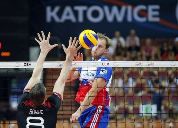KATOWICE HALA SPODEK 31.08.2017 LOTTO EUROVOLLEY 2017 MECZ MISTRZOSTW EUROPY 2017 SIATKOWKA 1 4 FINALU NIEMCY (czarne) - CZECHY (bialo-niebieskie) NZ Radek Mach . FOT TOMASZ WANTULA NEWSPIX.PL KATOWICE SPODEK 31.08.2017 VOLEYYBALL MEN S CHAMPIONSCHIP LOTTO EUROVOLLEY POLAND 2017 QUARTERFINAL GERMANY - CZECH REPUBLIC TOMASZ WANTULA NEWSPIX.PL --- Newspix.pl  170831WAN058