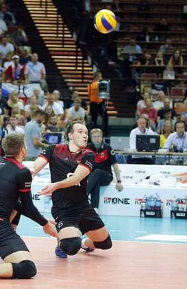 KATOWICE HALA SPODEK 31.08.2017 LOTTO EUROVOLLEY 2017 MECZ MISTRZOSTW EUROPY 2017 SIATKOWKA 1 4 FINALU NIEMCY (czarne) - CZECHY (bialo-niebieskie) NZ Denys Viktorovic Kaliberda . FOT TOMASZ WANTULA NEWSPIX.PL KATOWICE SPODEK 31.08.2017 VOLEYYBALL MEN S CHAMPIONSCHIP LOTTO EUROVOLLEY POLAND 2017 QUARTERFINAL GERMANY - CZECH REPUBLIC TOMASZ WANTULA NEWSPIX.PL --- Newspix.pl  170831WAN074