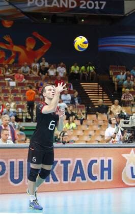 KATOWICE HALA SPODEK 31.08.2017 LOTTO EUROVOLLEY 2017 MECZ MISTRZOSTW EUROPY 2017 SIATKOWKA 1 4 FINALU NIEMCY (czarne) - CZECHY (bialo-niebieskie) NZ Denys Viktorovic Kaliberda . FOT TOMASZ WANTULA NEWSPIX.PL KATOWICE SPODEK 31.08.2017 VOLEYYBALL MEN S CHAMPIONSCHIP LOTTO EUROVOLLEY POLAND 2017 QUARTERFINAL GERMANY - CZECH REPUBLIC TOMASZ WANTULA NEWSPIX.PL --- Newspix.pl  170831WAN079