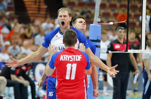 KATOWICE HALA SPODEK 31.08.2017 LOTTO EUROVOLLEY 2017 MECZ MISTRZOSTW EUROPY 2017 SIATKOWKA 1 4 FINALU NIEMCY (czarne) - CZECHY (bialo-niebieskie) NZ Radek Mach radosc . FOT TOMASZ WANTULA NEWSPIX.PL KATOWICE SPODEK 31.08.2017 VOLEYYBALL MEN S CHAMPIONSCHIP LOTTO EUROVOLLEY POLAND 2017 QUARTERFINAL GERMANY - CZECH REPUBLIC TOMASZ WANTULA NEWSPIX.PL --- Newspix.pl  170831WAN086