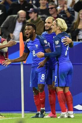 joie de Thomas Lemar (France) apres son but joie des joueurs de la France FOOTBALL : France vs Pays Bas - Paris - 31 08 2017 JBAutissier Panoramic 