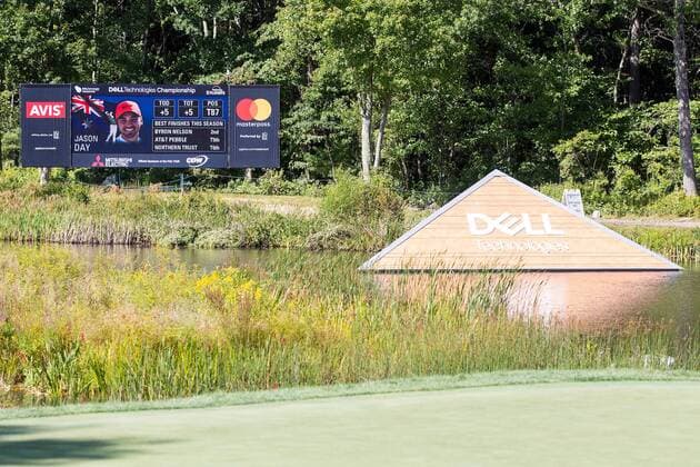 September 1, 2017; Norton, MA, USA; A general view of the signage during the first round of the Dell Technologies Championship at TPC Boston. CSM PGA Golf Herren 2017: Dell Technologies Championship SEP 01 - ZUMAc04_ 20170901_zaf_c04_058 Copyright: xAnthonyxNesmithx