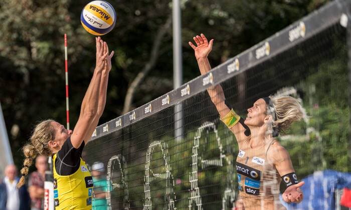 Deutsche smart Beach-Volleyball Meisterschaften Timmendorfer-Strand am 02.09.2017 Tatjana Zautys (SV Winnenden Krutzkamboo), Laura Ludwig (Hamburger SV); Deutsche smart Beach-Volleyball Meisterschaften am 02.09.2017, Ahmann-Hager-Arena, Timmendorfer-Strand. xPWx