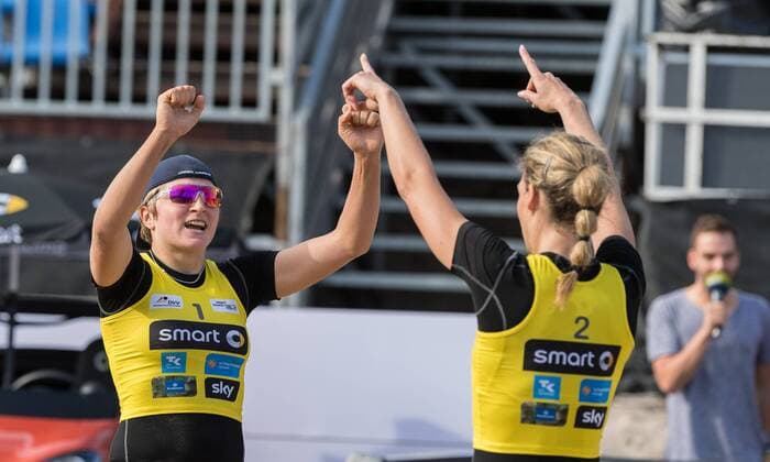 Deutsche smart Beach-Volleyball Meisterschaften Timmendorfer-Strand am 02.09.2017 Melanie Gernert (VCO Berlin ), Tatjana Zautys (SV Winnenden Krutzkamboo); Deutsche smart Beach-Volleyball Meisterschaften am 02.09.2017, Ahmann-Hager-Arena, Timmendorfer-Strand. xPWx