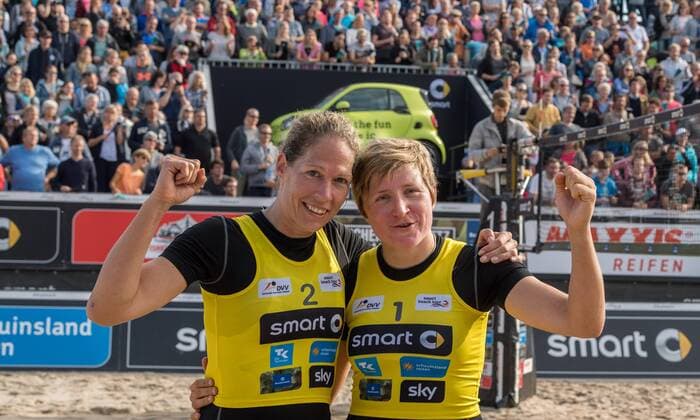 Deutsche smart Beach-Volleyball Meisterschaften Timmendorfer-Strand am 02.09.2017 Tatjana Zautys (SV Winnenden Krutzkamboo), Melanie Gernert (VCO Berlin ); Deutsche smart Beach-Volleyball Meisterschaften am 02.09.2017, Ahmann-Hager-Arena, Timmendorfer-Strand. xPWx