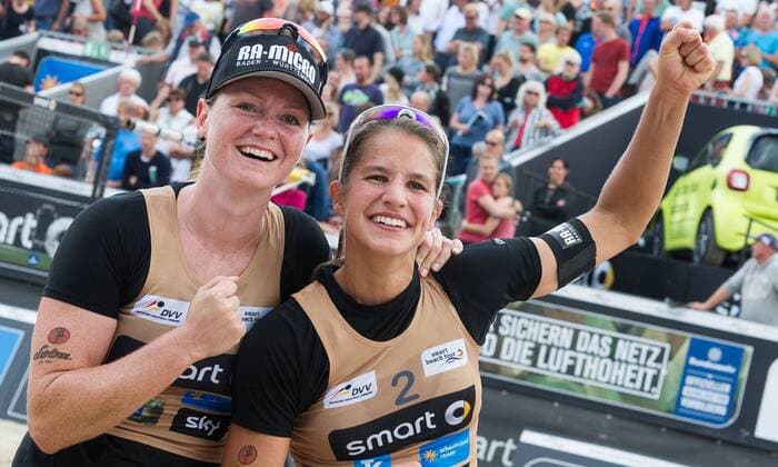Deutsche smart Beach-Volleyball Meisterschaften Timmendorfer-Strand am 02.09.2017 Julia Sude (VfB Friedrichshafen), Chantal Laboureur (MTV Stuttgart ); Deutsche smart Beach-Volleyball Meisterschaften am 02.09.2017, Ahmann-Hager-Arena, Timmendorfer-Strand. xPWx