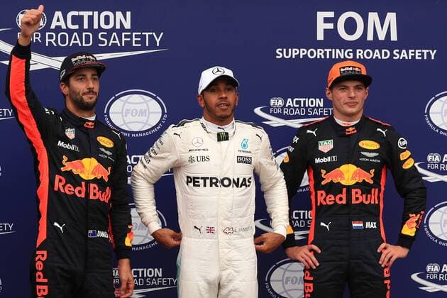 2nd September 2017, Autodromo Nazionale Monza, Monza; Italian Grand Prix, Saturday Qualifying Session; Lewis Hamilton - Mercedes AMG Petronas F1 W08 EQ Energy+ takes pole ahead of tomorrows race followed by Daniel Ricciardo and Max Verstappen Red Bull Racing RB13 xOctanex  ActionPlus11924829