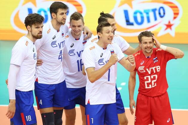 September 2, 2017 - Krakow, Poland - Egor Kliuka (RUS), Artem Volvich (RUS), Maksim Zhigalov (RUS), Dmitrii Volkov (RUS), Alexander Butko (RUS), Roman Martynyuk (RUS), radosc, during European Volleyball Championship semi-final match between Russia and Belgium in Krakow, Poland, on 2 September 2017. Russia team won 3-0 and goes to final. Russia v Belgium - European Volleyball Championship semi-final - ZUMAn230 20170902_zaa_n230_518 Copyright: xFotoxOlimpikx