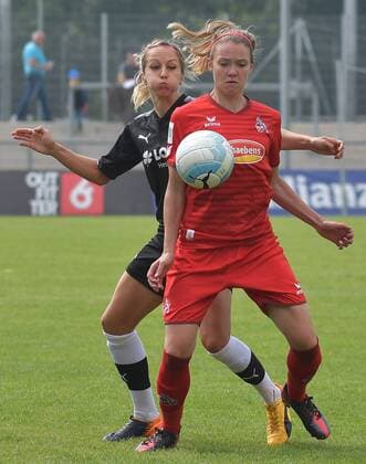 03.09.2017, xblx, Fussball 1.Bundesliga Damen, 1. FFC Frankfurt - 1. FC Koeln, emspor v.l. Kathrin Hendrich (1.FFC Frankfurt), Theresa Gosch (1.FC Köln) Frankfurt am Main