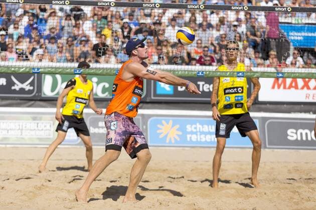 Sebastian Fuchs. Fuchs Stadie vs Schuemann Thole, Deutsche smart Beach-Volleyball Meisterschaften 2017, 03.09.17 Timmendorfer Strand Schleswig-Holstein Germany Ahmann-Hager-Arena Copyright: xAgentur54Gradx xFelixxKoenigx
