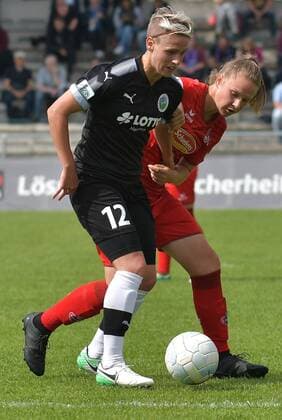 03.09.2017, xblx, Fussball 1.Bundesliga Damen, 1. FFC Frankfurt - 1. FC Koeln, emspor v.l. Sophie Schmidt (1. FFC Frankfurt), Kristina Hild (1.FC Köln) Frankfurt am Main
