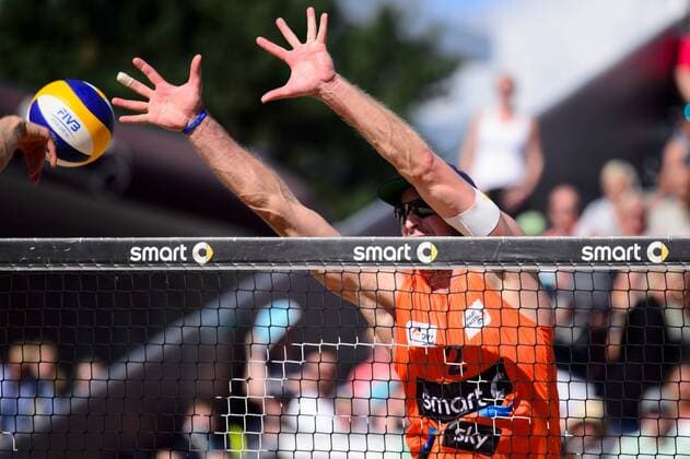 03.09.2017, Timmendorfer Strand, Ahmann-Hager-Arena Beachvolleyball, Deutsche Meisterschaft Block Sebastian Fuchs