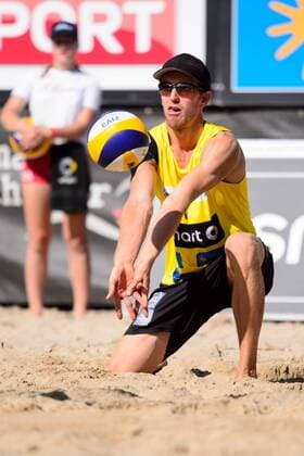 03.09.2017, Timmendorfer Strand, Ahmann-Hager-Arena Beachvolleyball, Deutsche Meisterschaft Annahme Lorenz Schümann Schuemann