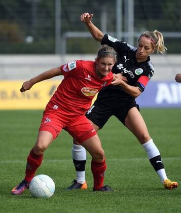 03.09.2017, xblx, Fussball 1.Bundesliga Damen, 1. FFC Frankfurt - 1. FC Koeln, emspor v.l. Marcel Risse (1. FC Koeln), Kathrin Hendrich (1.FFC Frankfurt) Frankfurt am Main