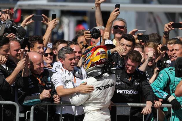 03.09.2017- Celebration in parc fermee, Lewis Hamilton (GBR) Mercedes AMG F1 W08 Italian Grand Prix, Monza 31 August - 03 September 2017 03.09.2017- Celebration in parc fermee, Lewis Hamilton (GBR) Mercedes AMG F1 W08 