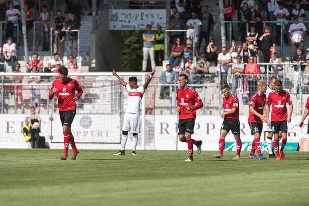 Tor, 1:0, Alexander Schauer 14 (SG Sonnenhof Großaspach), SG Sonnenhof Grossaspach gegen VFB Stuttgart, Fussball, Testspiel, Laenderspielpause, 03.09.2017, Grossaspach Copyright: xWalther xEibner-Pressefotox EP_swr