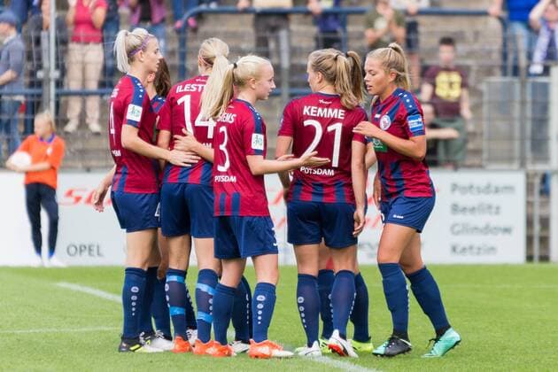 Jubel, celebration bei 1. FFC Turbine Potsdam über das 3:1 durch Svenja Huth (Turbine Potsdam, 9); Tor, goal, Torerfolg, Aktion, Fußball, Allianz Frauen-Bundesliga, 1. FFC Turbine Potsdam - FF USV Jena, xprx