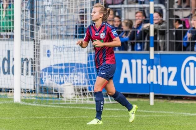 Anna Gasper (Turbine Potsdam, 7) jubelt nach ihrem Tor zum 4:1; Tor, goal, Torerfolg, Aktion; Jubel, celebration, Fußball, Allianz Frauen-Bundesliga, 1. FFC Turbine Potsdam - FF USV Jena, xprx