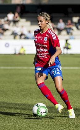 170903 Vittsjös Genessee Daughetee under fotbollsmatchen i Damallsvenskan mellan Rosengard och Vittsjö den 3 september 2017 i Malmö.  Copyright: ChristianxÖrnberg BB170903CO025