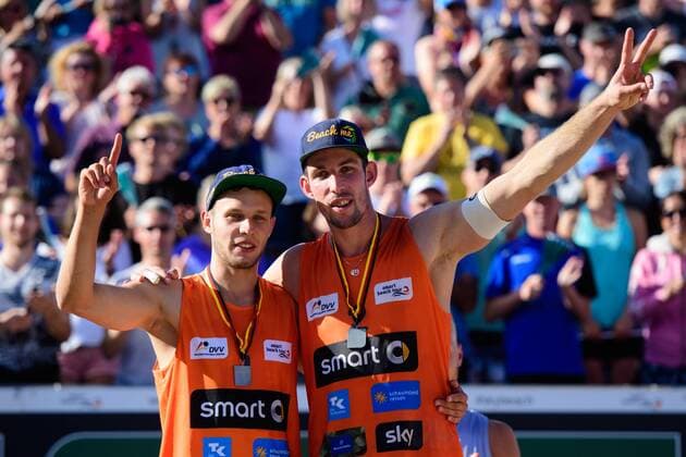 03.09.2017, Timmendorfer Strand, Ahmann-Hager-Arena Beachvolleyball, Deutsche Meisterschaft 2. Platz Silber Silbermedaille: Eric Stadie Sebastian Fuchs