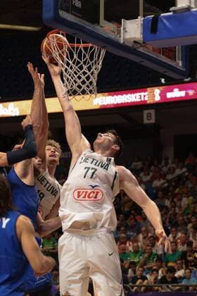 Lithuania s KUZMINSKAS Mindaugas(19) andGUDAITIS Arturas(77) during the FIBA EuroBasket 2017 basketball championship match between Italy and Lithuania at Tel Aviv Arena in Tel Aviv, Israel on September 3, 2017 Nir Keidar 