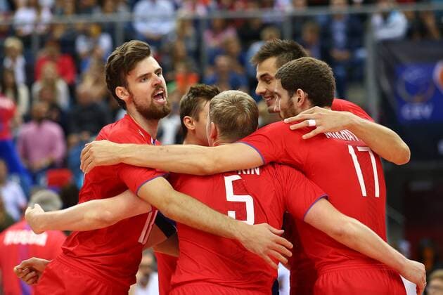 Volleyball EM, Finale, Deutschland - Russland KRAKOW, 03.09.2017 MISTRZOSTWA EUROPY W SIATKOWCE MEZCZYZN CEV 2017, 2017 CEV VOLLEYBALL European Championship EM Europameisterschaft - MEN FINAL NIEMCY - ROSJA, GERMANY - RUSSIA n z. RADOSC ROSJA FOTO: TOMASZ MARKOWSKI NEWSPIX.PL --- Newspix.pl FRANCE OUT!  2017090339