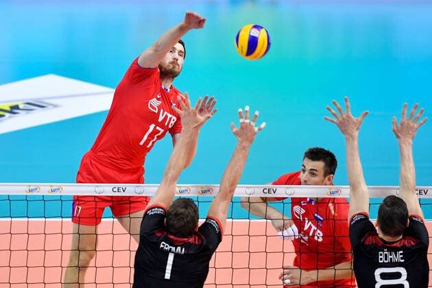 Volleyball EM, Finale, Deutschland - Russland 2017.09.03 Krakow Siatkowka mezczyzn Lotto Mistrzostwa Europy 2017 Final: Niemcy - Rosja N z Maxim Mikhailov of Russia Foto Lukasz Laskowski PressFocus 2017.09.03 Szczecin European Men s Volleyball Championships 2017 Final: Germany vs. Russia Maxim Mikhailov of Russia Credit: Lukasz Laskowski PressFocus NEWSPIX.PL --- Newspix.pl FRANCE OUT!  20170903_LUK_167
