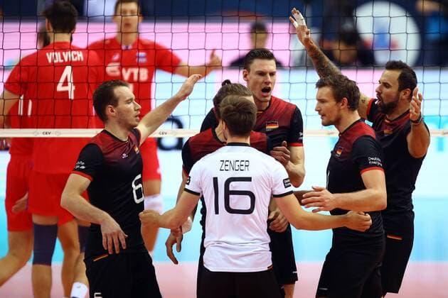 Krakow , Tauron Arena 03.09.2017 siatkowka Mistrzostwa Europy CEV 2017 Final Niemcy - Rosja NZ radosc , celebration Niemcy FOT Michal Nowak Newspix.pl Krakow , Tauron Arena 03.09.2017 sport volleyball 2017 CEV Volleyball European Championship EM Europameisterschaft - Men The final game , golden medal match Germany - Russia photo by Michal Nowak Newspix.pl --- Newspix.pl FRANCE OUT!  170903MIN108