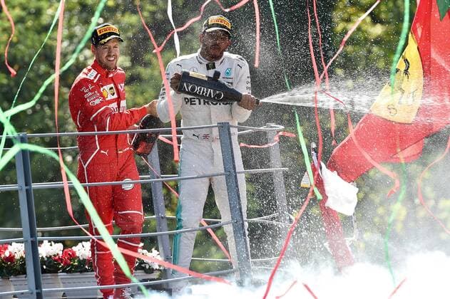Lewis Hamilton (GB 44), Mercedes AMG Petronas Motorsport, Sebastian Vettel (GER 5), Scuderia Ferrari, Grosser Preis von Italien 2017, Rennen, Motorsport, Formel 1, 03.09.2017, Monza Copyright: xEIBNER JERRYxANDREx EP_JAE