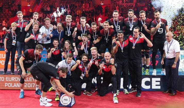 03.09.2017, Krakow, siatkowka, Mistrzostwa Europy, mecz finalowy, Niemcy - Rosja, Druzyna Niemiec, radosc, Team Germany celebration, Germany - Russia, Eurovolley 2017 final, fot. Tomasz Jastrzebowski Foto Olimpik NEWSPIX.PL --- Newspix.pl FRANCE OUT! 20170903toja441