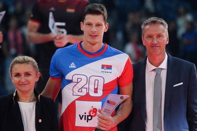 September 3, 2017 - Krakow, Poland - Srecko Lisinac (SRB), best middle blocker of the during the final match between Russia and Germany of the 2017 CEV Men s Volleyball European Championship EM Europameisterschaft at Tauron Arena in Krakow, Poland on September 3, 2017. Germany v Russia - European Volleyball Championship final  - ZUMAn230 20170903_zaa_n230_426 Copyright: xFotoxOlimpikx
