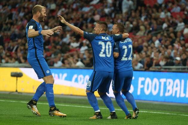 England v Slovakia 2018 FIFA World Cup WM Weltmeisterschaft Fussball Qualifying Stanislav Lobotka of Slovakia celebrates scoring his sides 1st goal during the 2018 FIFA World Cup Qualifying match at Wembley Stadium, London Copyright: xPaulxChestertonx FIL-10616-0009 UK Newspapers OUT