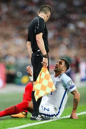Themen der Woche - SPORT Bilder des Tages - SPORT England s Kyle Walker pleads with the linesman during the World Cup Qualifying - European - Group F match at Wembley Stadium, London. Picture date 4th September 2017. Picture credit should read: Charlie Forgham-Bailey Sportimage EDITORIAL USE ONLY. No use with unauthorised audio, video, data, fixture lists, club league logos or live services. Online in-match use limited to 120 images, no video emulation. No use in betting, games or single club league player publications.