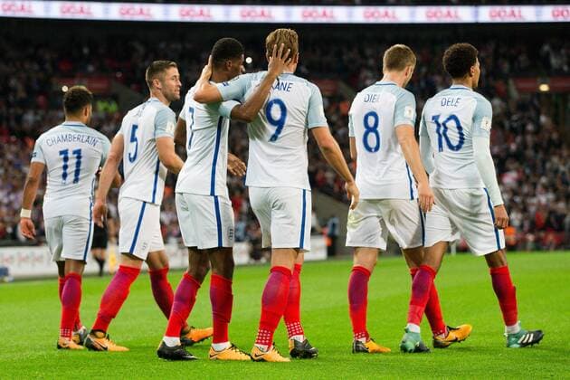 England?s Marcus Rashford celebrates scoring his side s 2nd goal during the World Cup Qualifying - European - Group F match at Wembley Stadium, London. Picture date 4th September 2017. Picture credit should read: Charlie Forgham-Bailey Sportimage EDITORIAL USE ONLY. No use with unauthorised audio, video, data, fixture lists, club league logos or live services. Online in-match use limited to 120 images, no video emulation. No use in betting, games or single club league player publications.