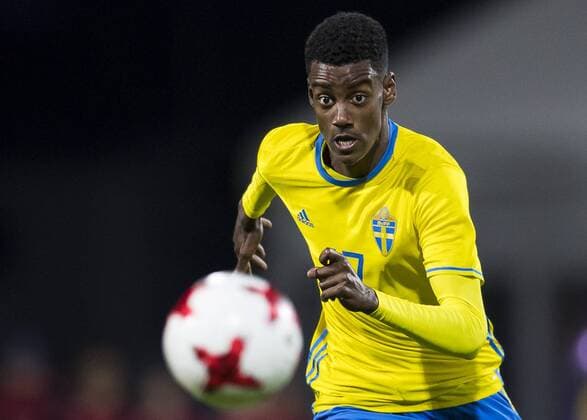 Bilder des Tages - SPORT 170905 Sveriges Alexander Isak under fotbollsmatchen i kvalet till U21 U 21 EM mellan Sverige och Cypern den 5 september 2017 i Falkenberg.  Copyright: DANIELxSTILLER BB170905DS051