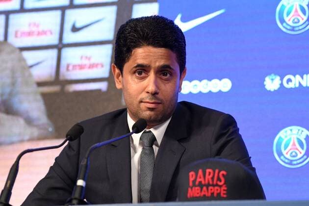 Nasser Al Khelaifi (PRESIDENT PSG) FOOTBALL : Presentation de Kylian Mbappe nouvelle recrue du Paris SG - Ligue 1 - 06 09 2017 AnthonyBIBARD FEP Panoramic 
