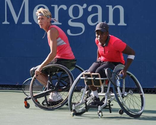 Sabine Ellerbrock ger with Double partner Mont Jane RSA Woman s Wheelchair Wheelchair Tennis Tennis U.S. Open 2017 Grand Slam ITF ATP WTA Billie Jean King Tennis Center New York New York USA 7 September 2017 Copyright: xJuergenxHasenkopfx